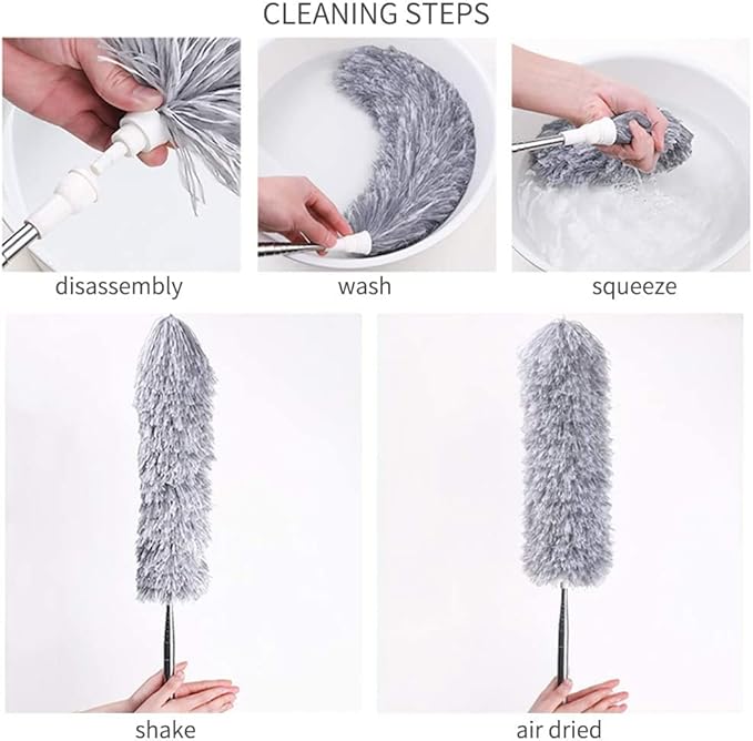 Microfiber Feather Duster Bendable ; Extendable Fan Cleaning Duster